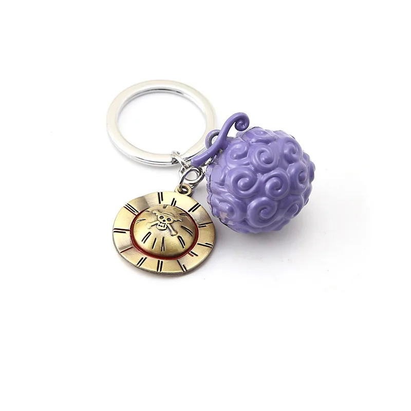 Anime One Piece The Devil Fruit Shape Pendant Keychain for Fans Jewelry