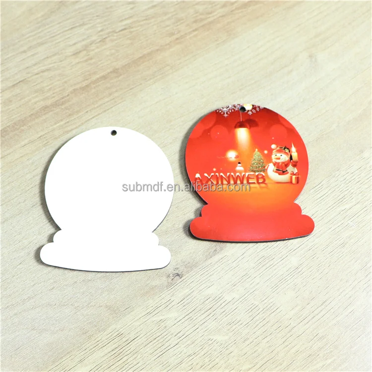 MDFSUB snowglobe shape Christmas Mdf Sublimation Blank Hanging Ornament Christmas Tree Decoration Sublimation Ornament Blank