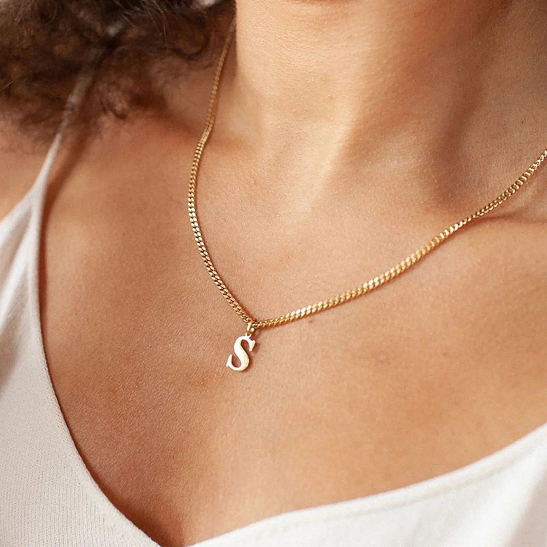 PVD Gold Plated Alphabet Initial A-Z Charm Fashion DIY Accessories Letter Pendant Charms Stainless Steel Jewelry