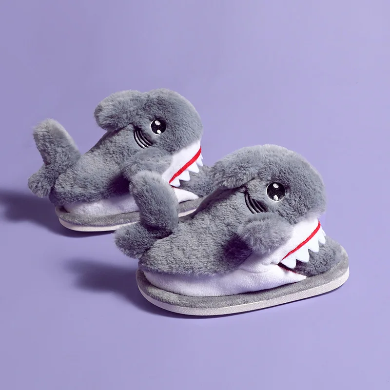 Cartoon Shark Funny Shoes Girls Lovely Indoor Slippers Ladies Home Shoes 2023 Fashion Plush Warm Slippers Women Winter Shoes
