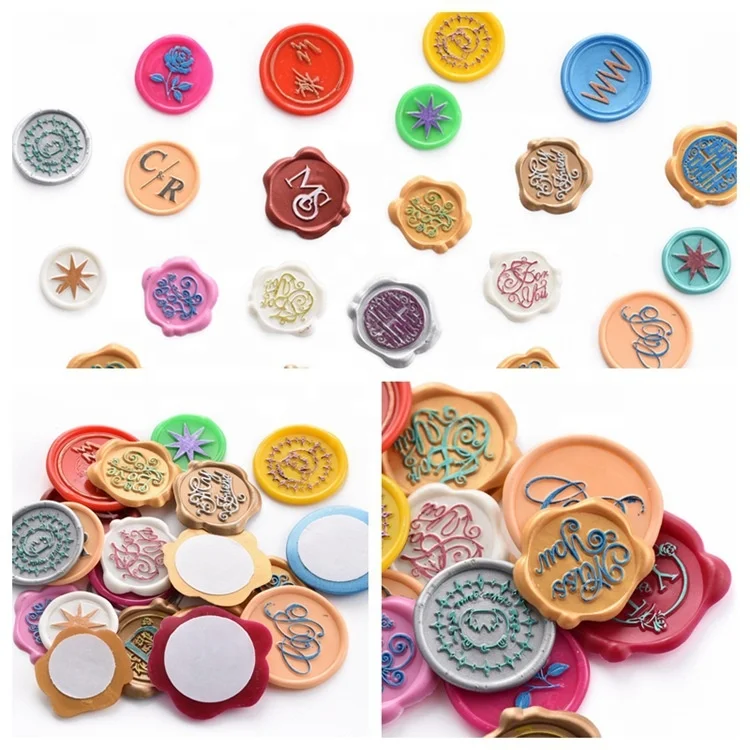 custom brand logo wax stamp sticker for Wedding decoration 3D embossed  packaging label wax seal stickers