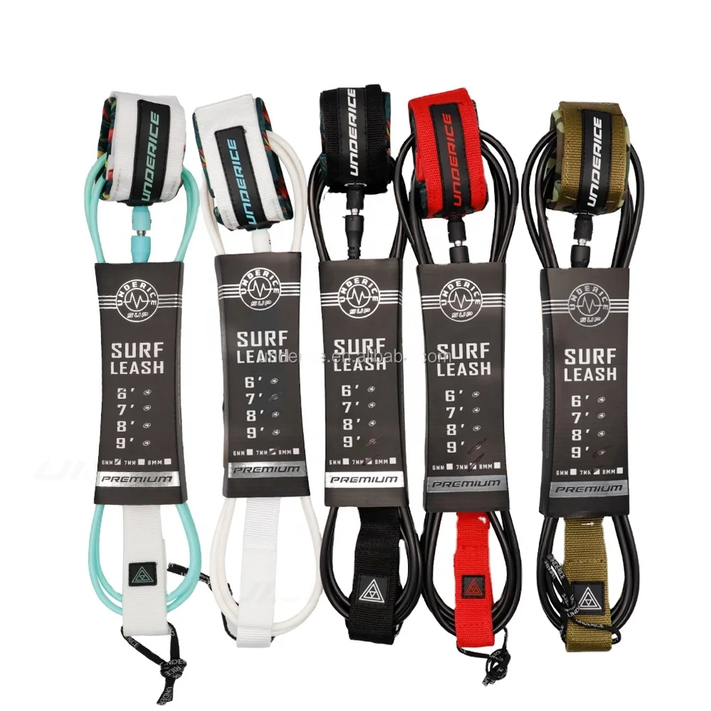 UNDERICE Customize Lightweight Adjustable Recycled 6-9ft Straight Surf Leash with Double Swivel