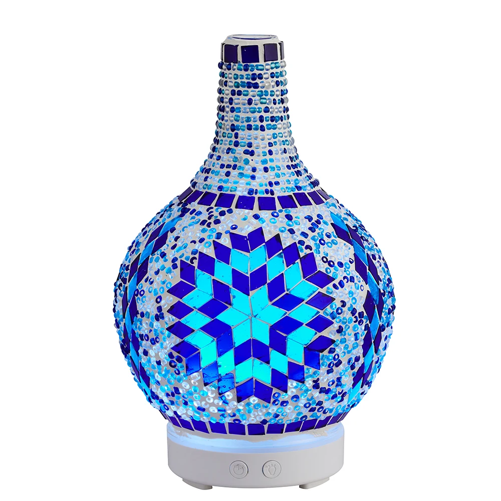 Wholesale Mosaic Glass Aroma Diffuser Handmade Essential Oil Diffusers Aromatherapy Ultrasonic Cool Mist Humidifier