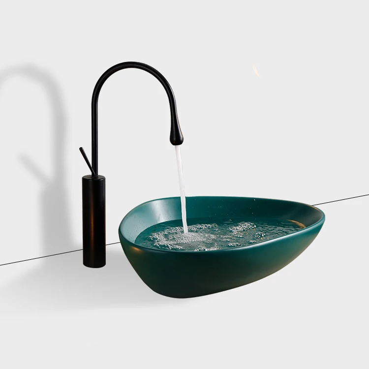 Modern Sanitary Ware Above Counter Top Novel Design Ceramic Bathroom Sink Oval Unique Hand Wash Basin