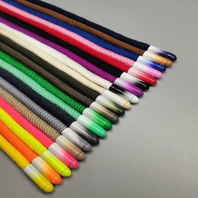 Custom Wholesale Drawstring Cord Colored Round Hoodie Draw String With Rubber Tips Draw Cords For Womenand Men Clothing