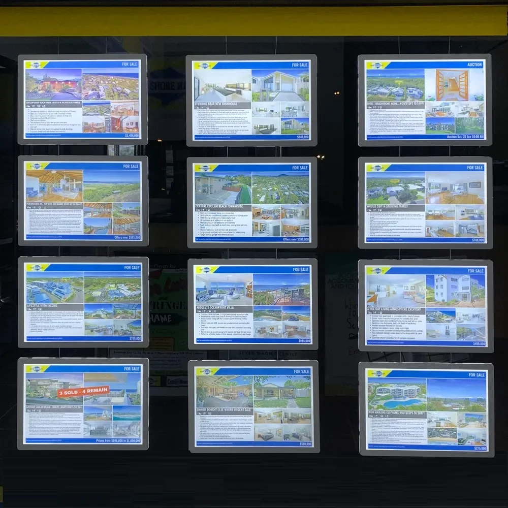 Подвесная светодиодная система отображения окон недвижимости двухсторонняя/односторонняя система светодиодный плакат световой короб