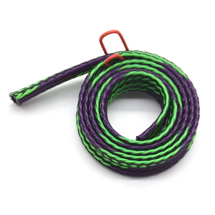 Color Braided Expandable Cable Sleeving For Wire Harness Marine Auto Sheathing