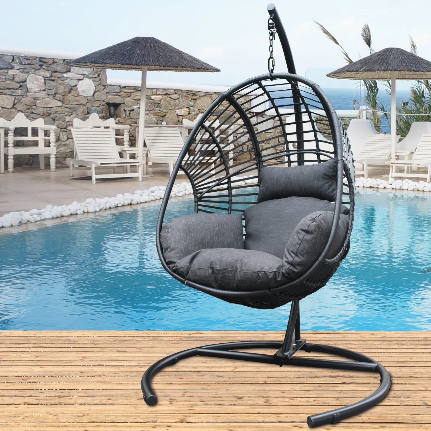 Patio Swings Garden Home Furniture KD with cushion Swing Egg Outdoor rattan Hanging Chair