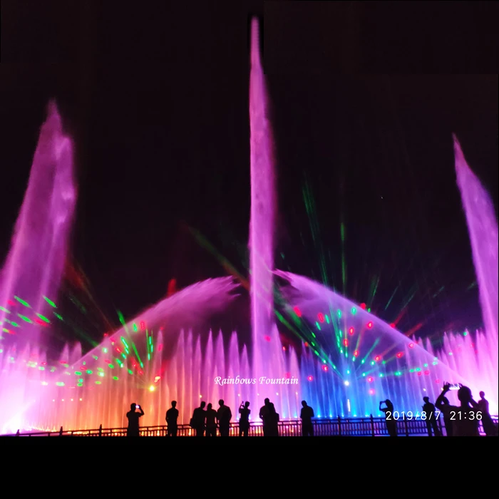 Rainbows Fountain Custom Design 3D Hologram Musical Dancing Water Fountain Show With Laser LED Lights Beam Light Effect