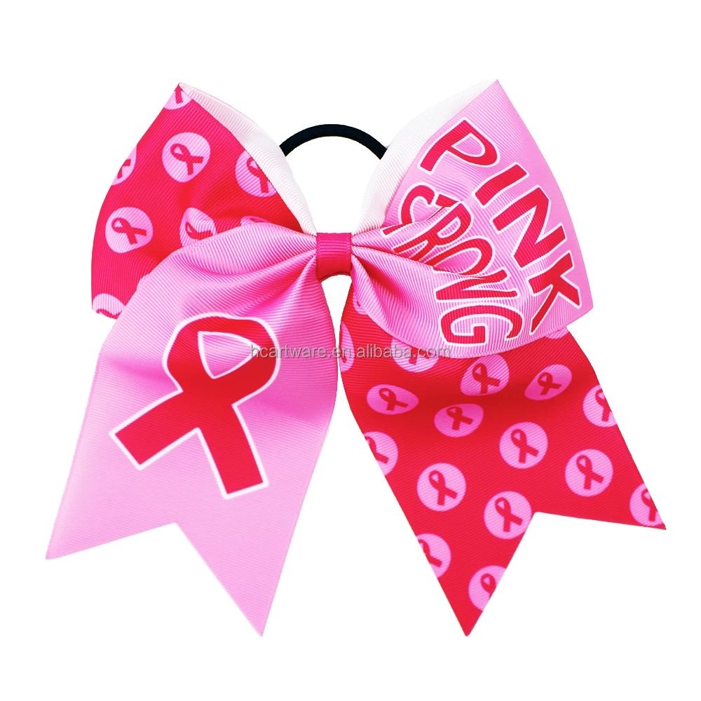 HCArtware 8 inch pink rainbow Red ribbon hair bows for women & girls World AIDS Day commemorative hair band