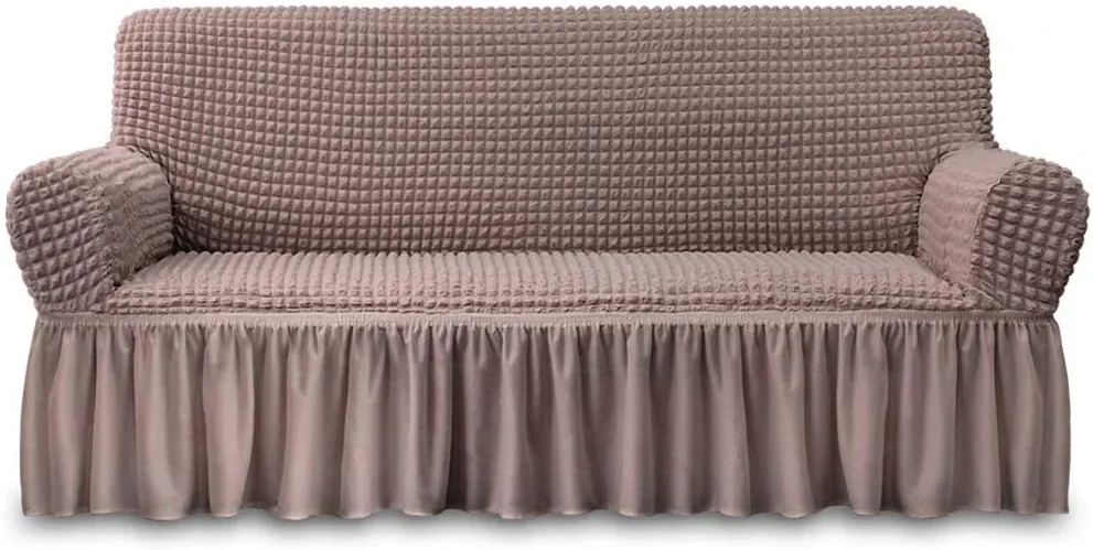 Wholesale Elastic Spandex Jacquard Solid Seersucker Sofa Cover Slipcover with Skirt