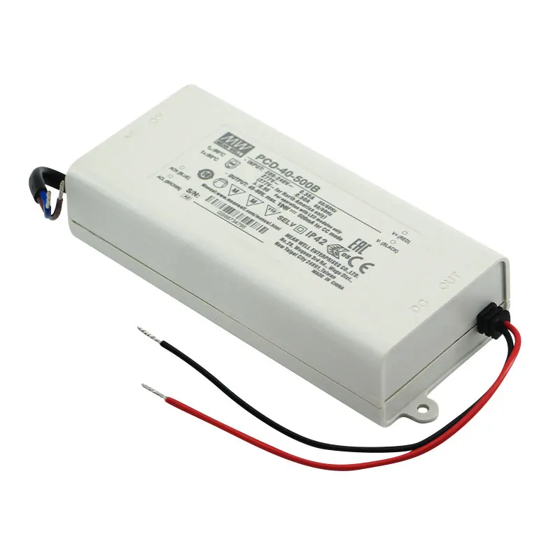 Бренд MEAN WELL представляет PCD-40-1400B 40W питания с одним выходом AC Triac затемнения светодиодный драйвер 1400mA