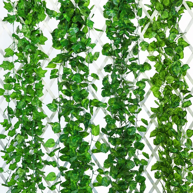 Green 100 pcs Leaf 2.3M Home Decor Artificial Ivy Leaf Garland Plants Vine Foliage Flowers Hanging Garland