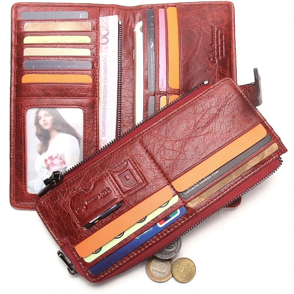 Contacts Diamond Lattice New Vintage Genuine Leather Travel Wallet With Phone Pockets