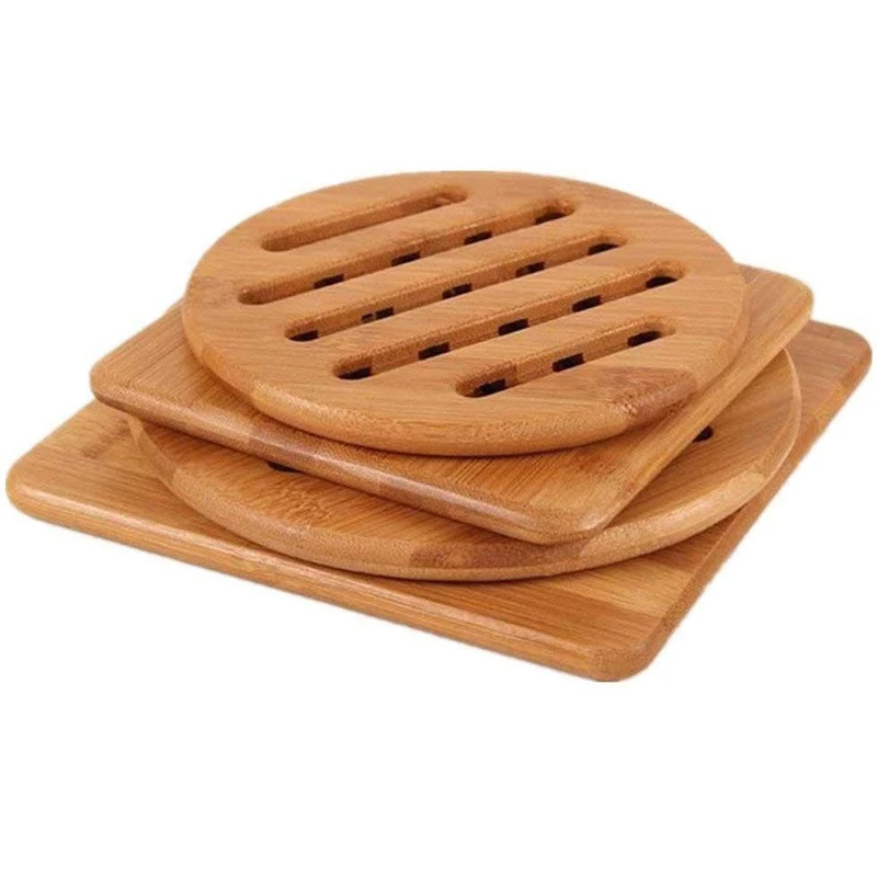 Wholesale Bamboo Tea Mats And Insulation Pads And Placemat Wood Trivets Heat-Proof Mat Dining Table Bowl Pad