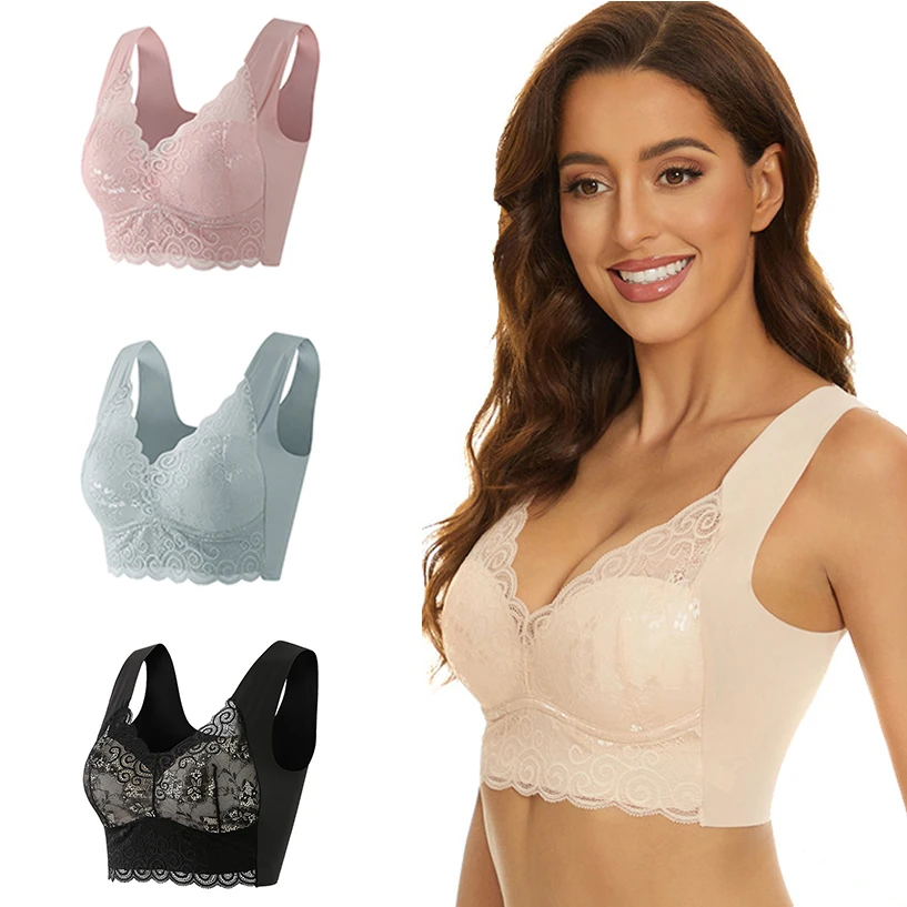 High Quality Underwear Large Busts Ladies Big Bra Plus Size Woman Wire Free Bra