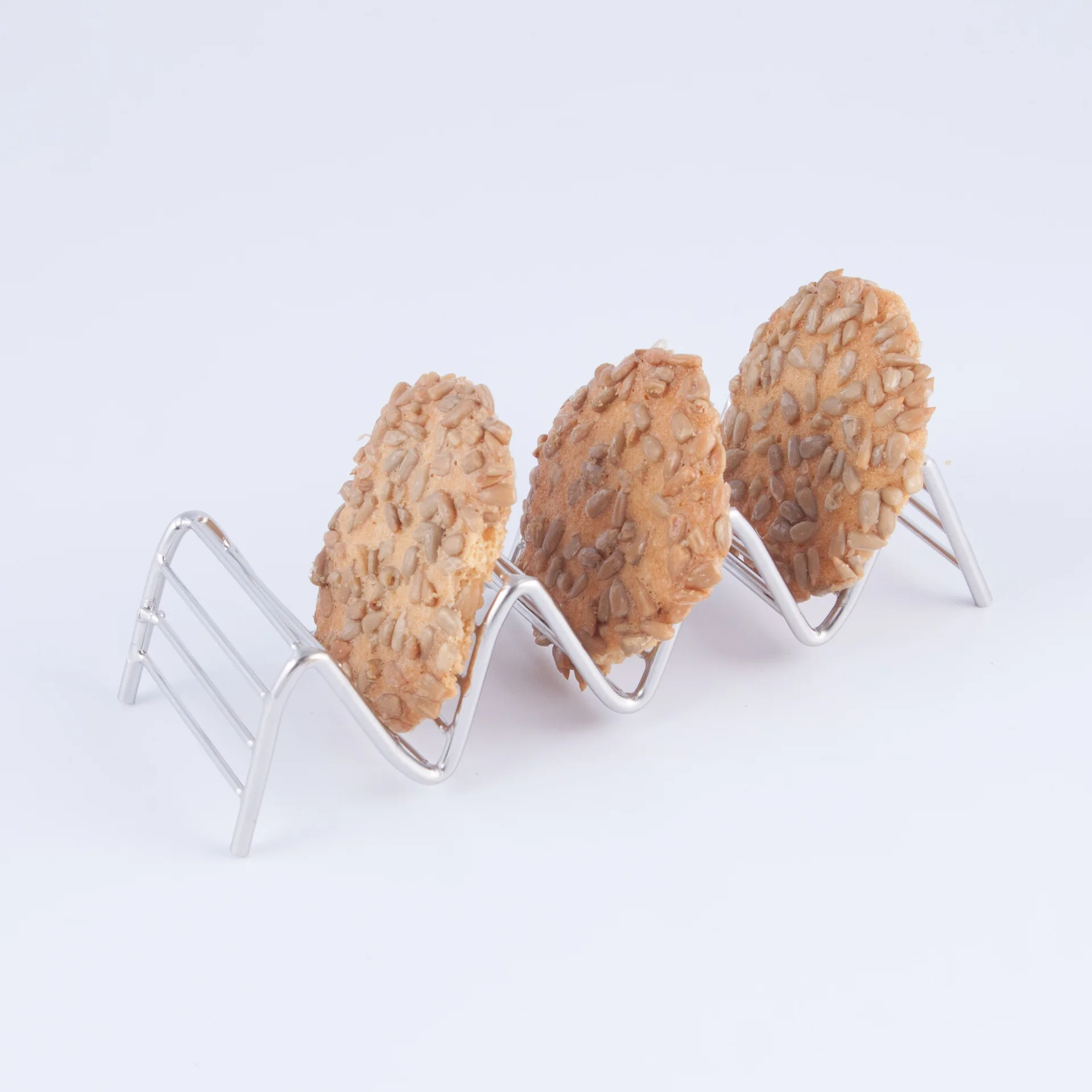 Tortillas/ Burritos storage rack Holds 4 Tacos Each Stainless Steel Taco Shell Holder Stand  with Sauce Cup