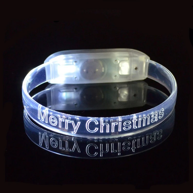 Popular Cheap Price TPU LED Flashing Bracelet Activated By Sound Custom Logo Blue LED Light Up Bracelets For Party