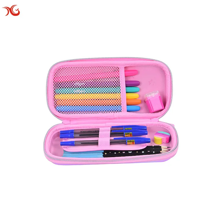 Custom multi function flexible unicorn EVA stationary pouch kids school cute pencil case