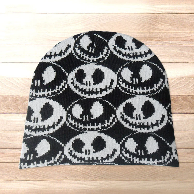 Halloween Funny Pumpkin Jacquard Black Skiing Beanies Hats Winter Warm Knitted Beanie Hats Women Men Wholesale