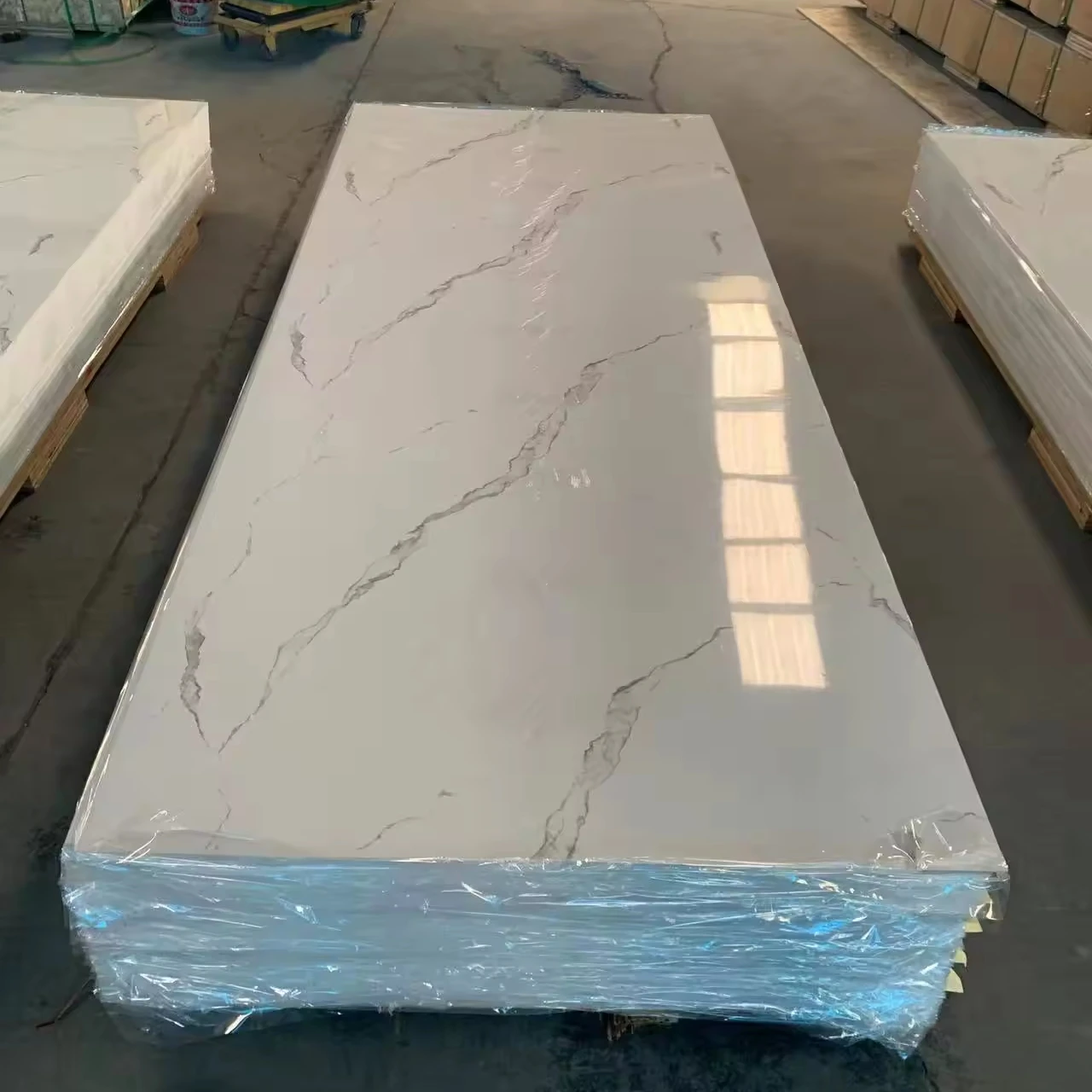 High Glossy 2024 Modern Style 1220*2440 mm UV Board White Marble Wall Panel for Background Wall decoration