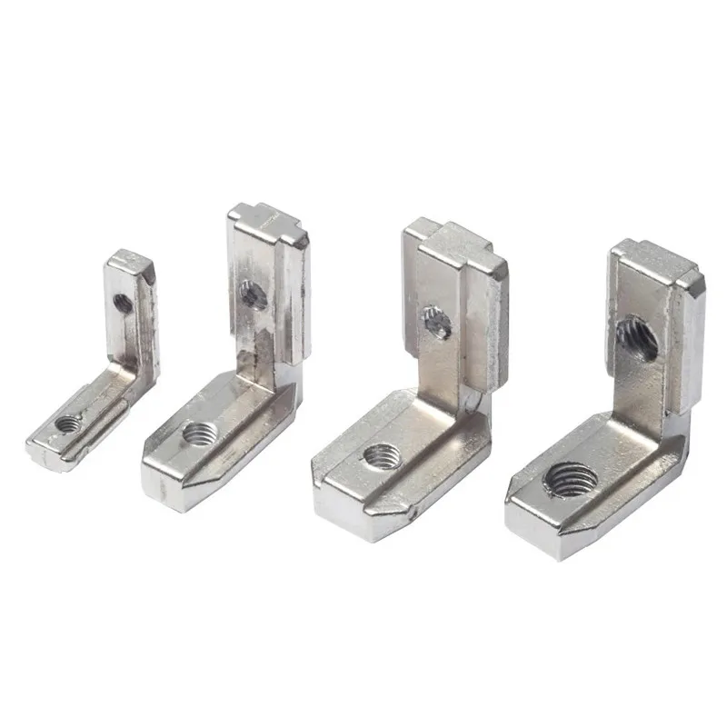 Silver Black M4 M5 M6 M8 Aluminum Profile Connector 90 degree Inside Hidden Bracket L Shape Interior Angle Brackets with Screws