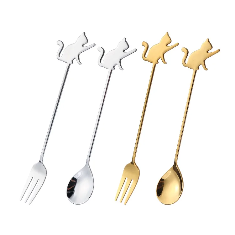 Wholesale Stainless Steel Tea Spoon Cute Animals Dessert Spoon Fruit Coffee Ice Cream Spoon Kitchen Gadget Custom logo For Kid