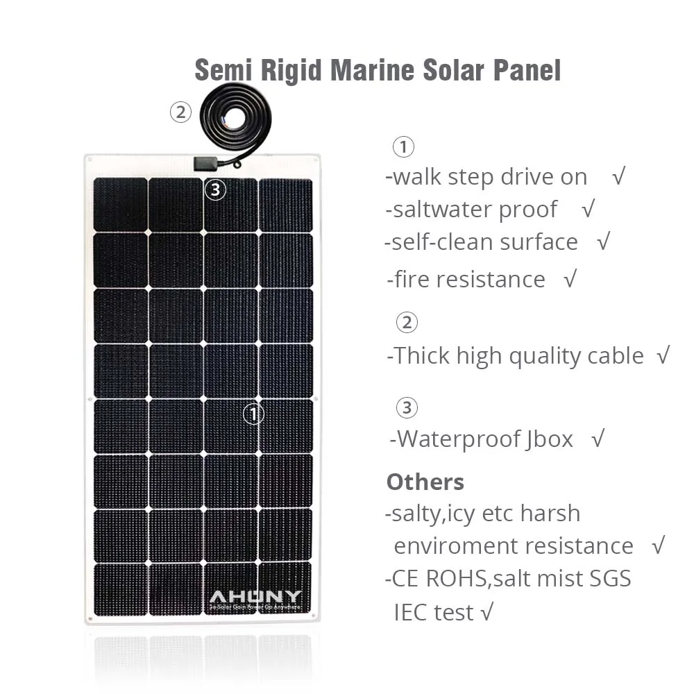 110w walkable anti slippery solar panel ETFE surface semi flexible solar panel for RVs boats campers and similar applications