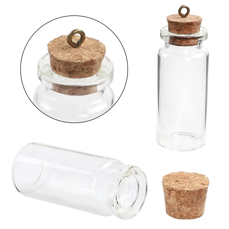 Crystal Healing Tumbled Mini Glass Bottles with Cork Stoppers Mini Party Favors Jars Wish Bottles