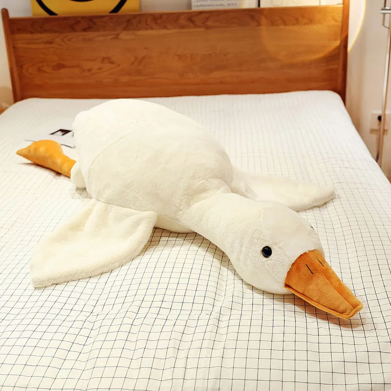 Multi-size large white goose plush toy comfortable soft machine washable universal pillow toys can be customized logo packaging
