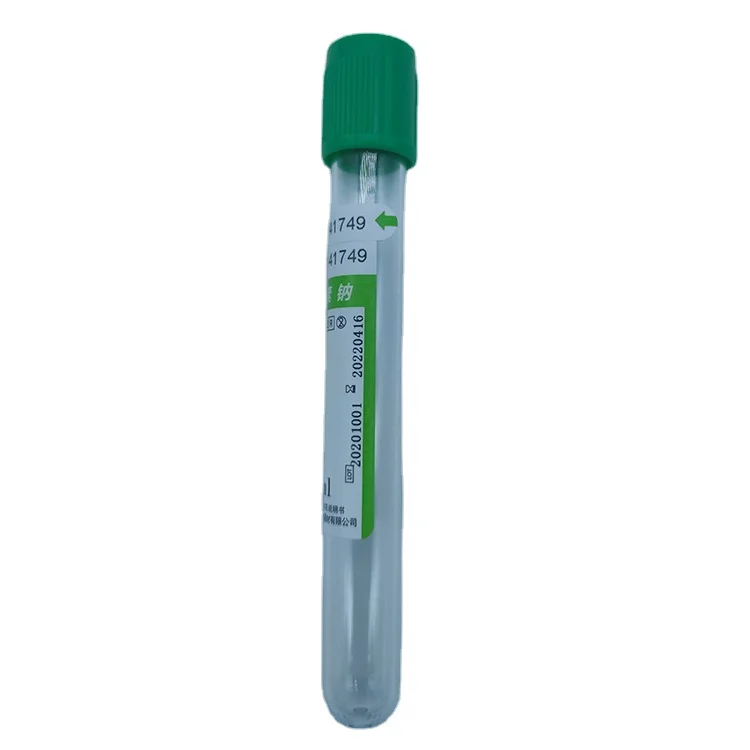 Green Top Disposable Heparin Lithium Blood Collection Tube