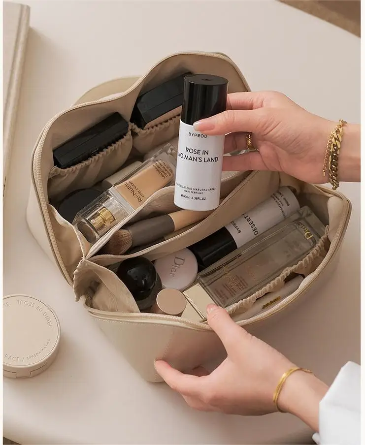 Роскошная косметичка из искусственной кожи оптом, дорожный органайзер для средств по уходу за кожей