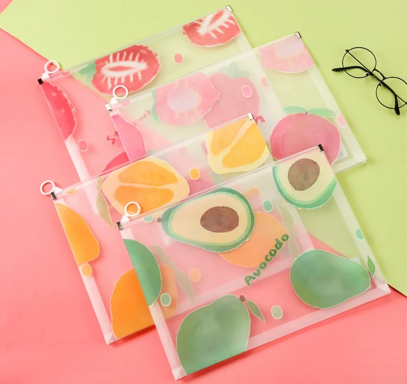 OMOI Custom Logo Factory PVC A4 A5 A6  Waterproof Clear Transparent Stationery Document Bag File Folder Organizer Storage