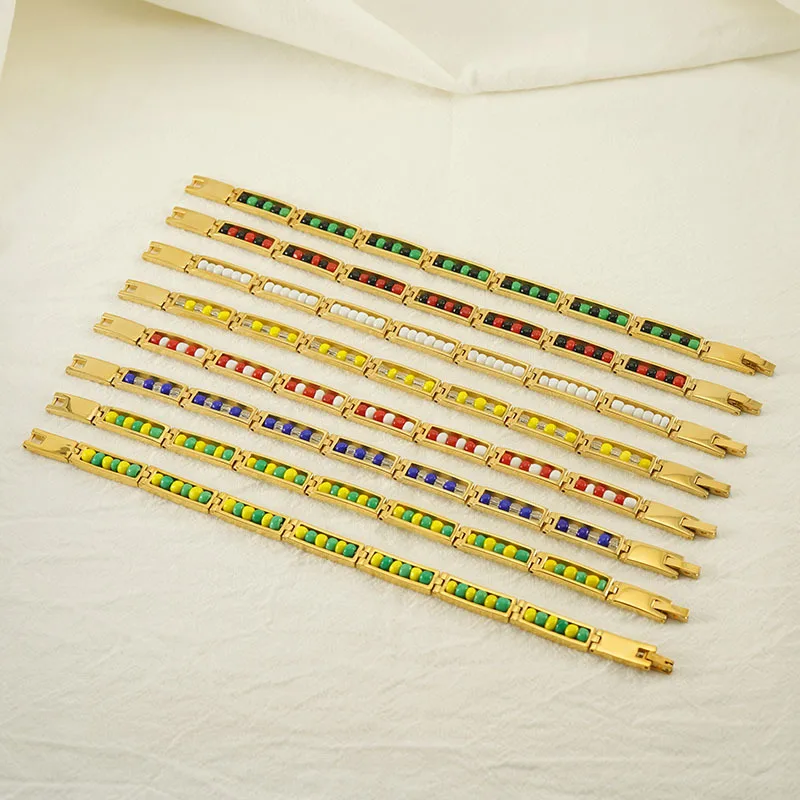 Fashionable New 18k Stainless Steel Bead Bracelet For Women Retro And Personalized Titanium Steel Bracelet Accessories