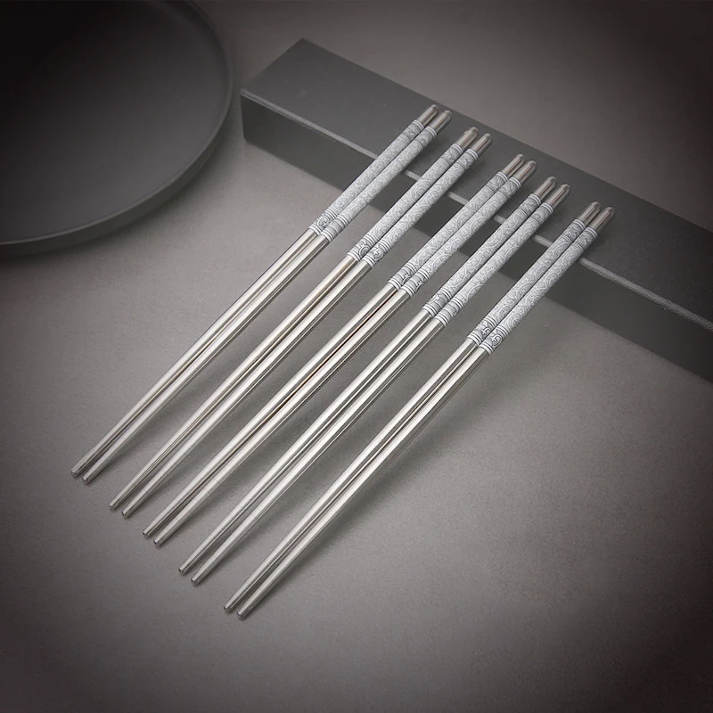 Custom metal reusable silver chopsticks wholesale standard size chopsticks