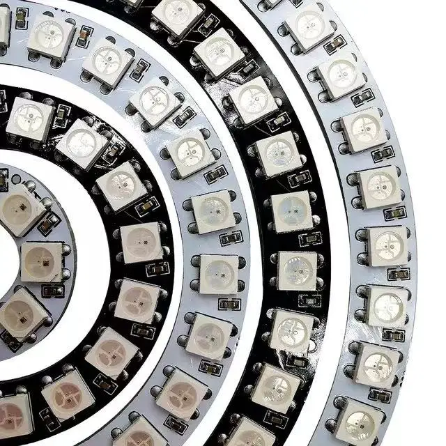 DC5V WS2812B RGB Светодиодное кольцо с индивидуальным адресацией 3Pin WS2812 круглый модуль 5050 встроенный пиксель 1 8 16 24 35 45 60