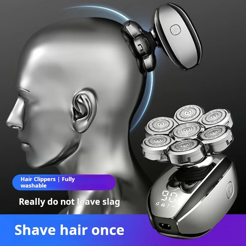 New digital display seven cutter head electric shaver scraping head hair rechargeable six-in-one Shaver