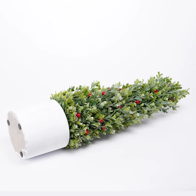 
Artificial Trees New Year Green xmas trees with Snow 57CM Faux PLASTIC GRASS & FRUITS WITH CONCRETE POT 