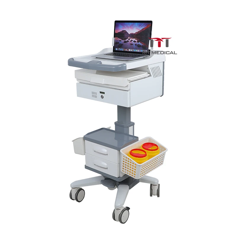 MT Medical Hospital Trolley with Modern Design Movable Tablet and Monitor Cart-Made of Plastic