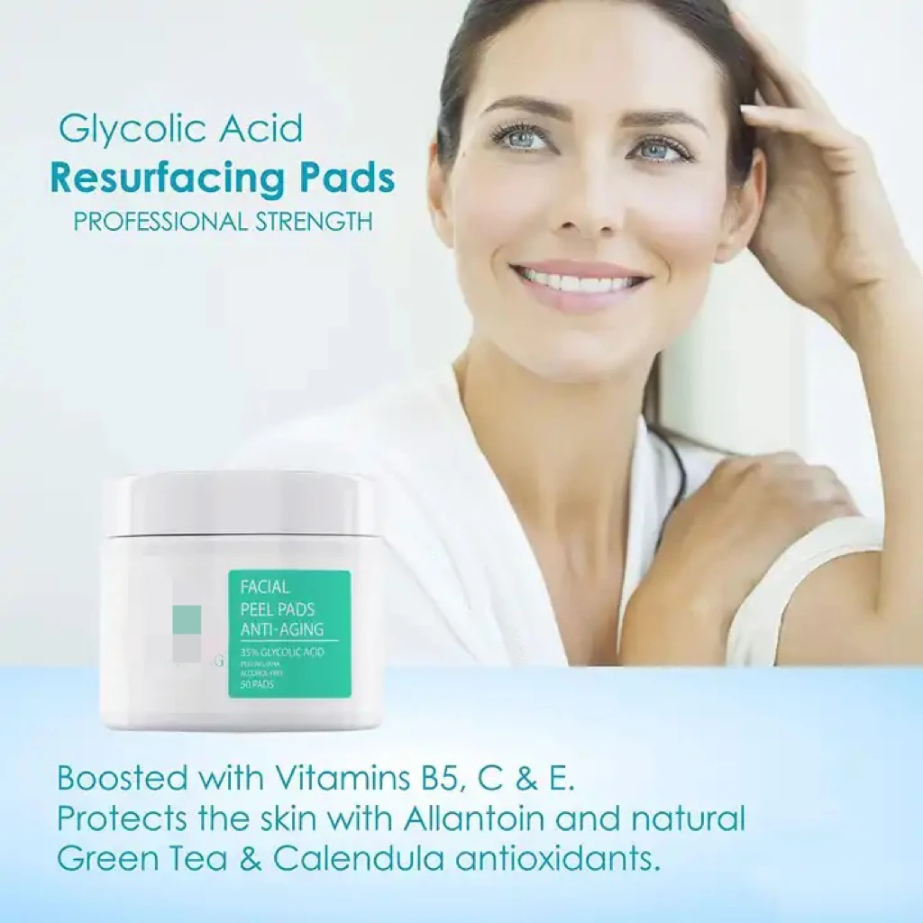 Private Label 2% Salicylic Acid Anti Acne Face Exfoliating Peel Wipes Skin Care 10% Peeling Cleansing Glycolic Acid Pads