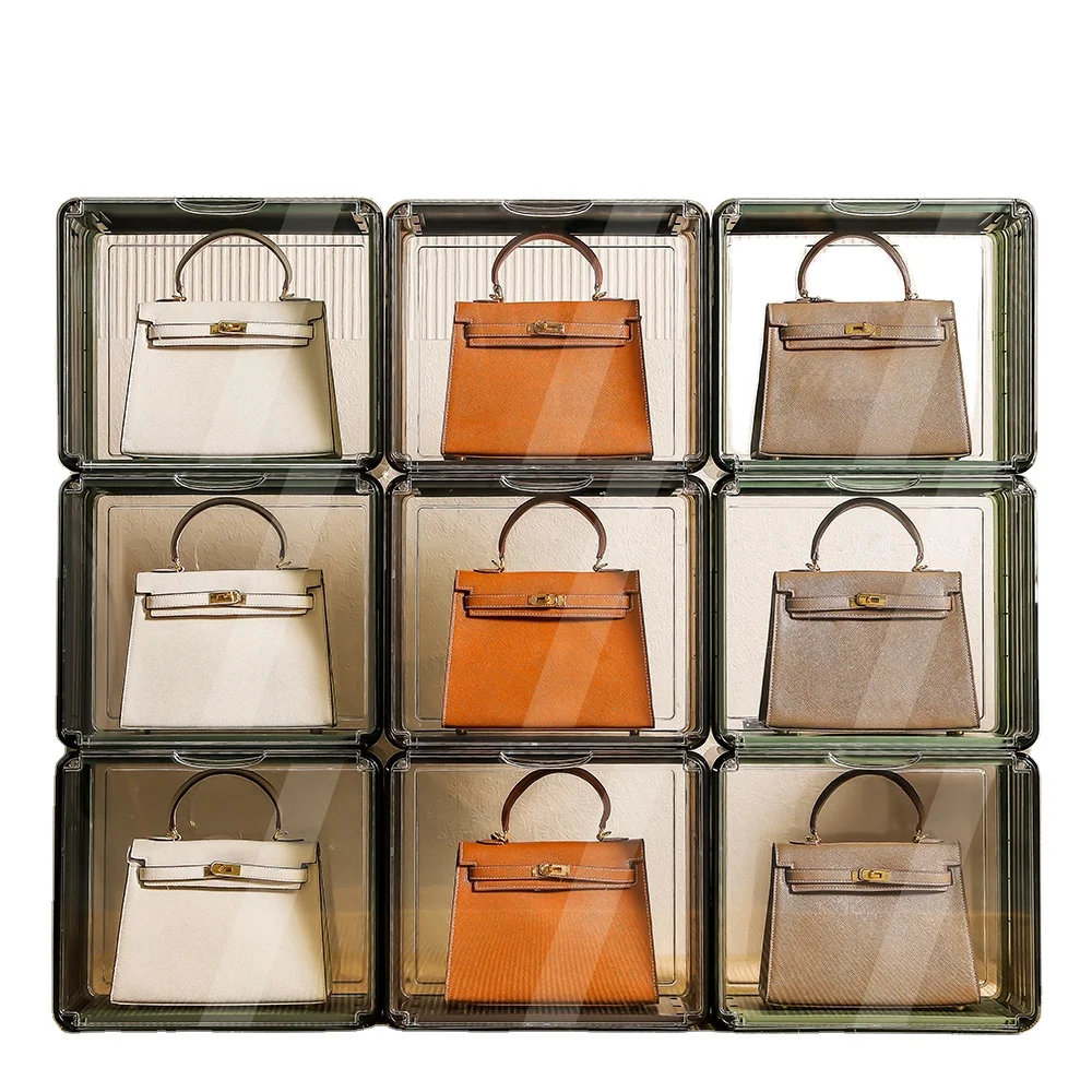 High quality hard plastic storage boxes for display handbag storage organizer box dustproof showcase for perfume cosmetic