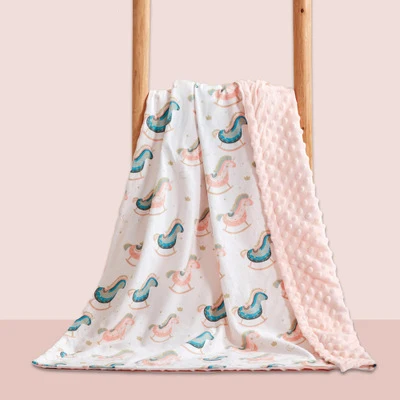 
Wholesale Custom Digital Polyester Cartoon Character Minky Blanket Pattern Crib Dot Print Baby Blanket 