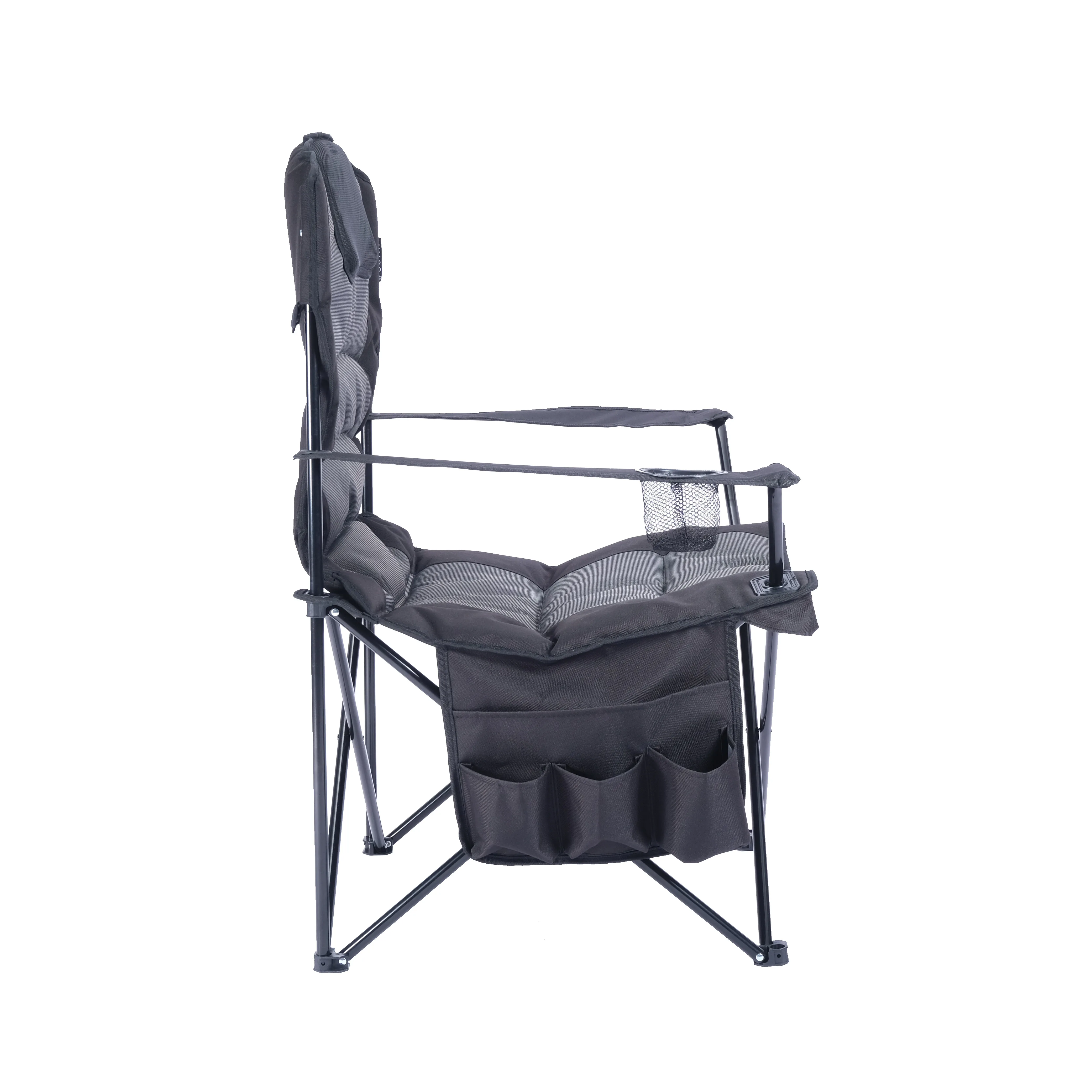 Outdoor double layer padded sponge chair armrest picnic chair comfortable folding camping chair with side pocket