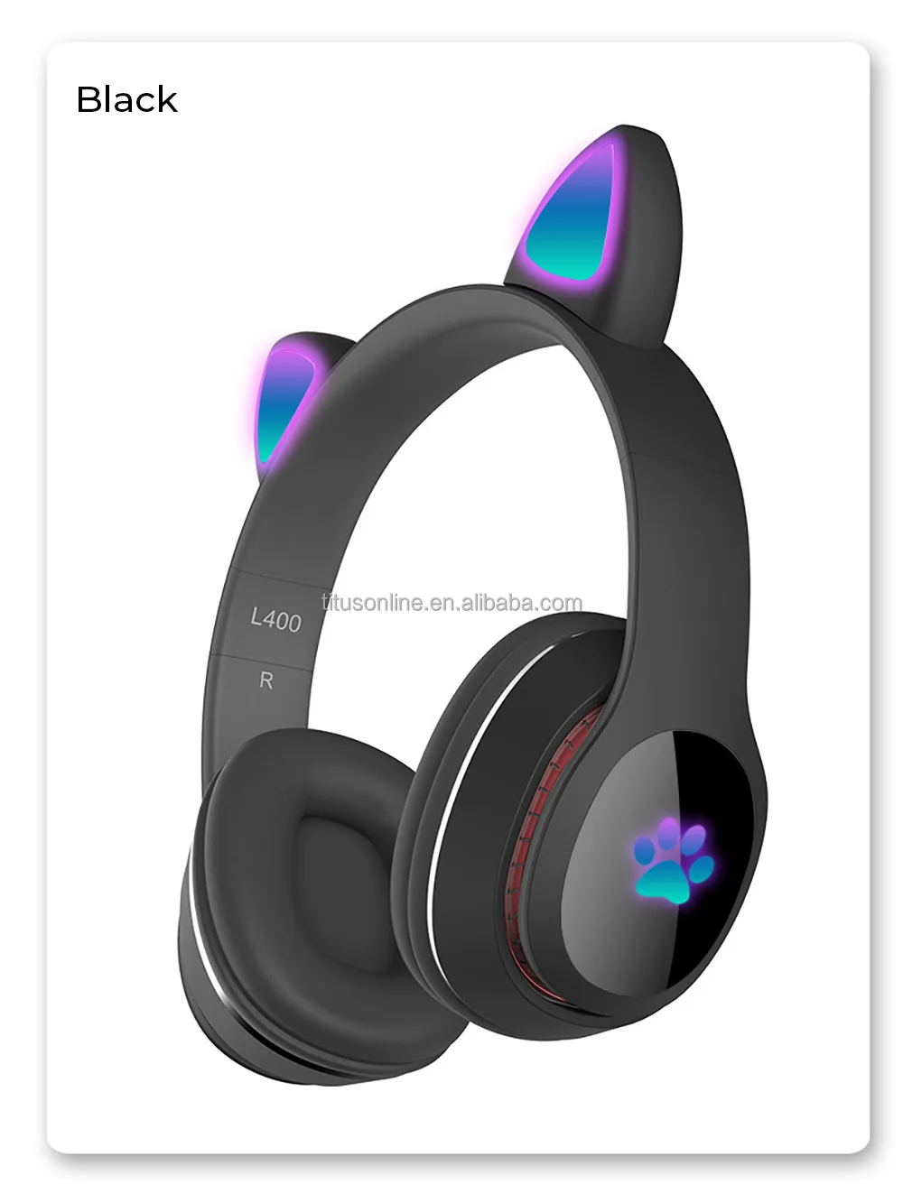 L400 Verified Suppliers Glowing Cat Ear Headphones For Girls Kids Headphones Wireless Over The Ear Headphones