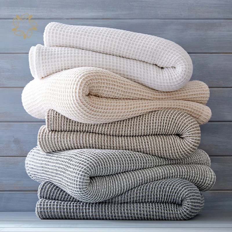 100% Organic Cotton waffle weave blanket eco friendly GOTS waffle blanket sustainable Waffle Weave Bed Blanket