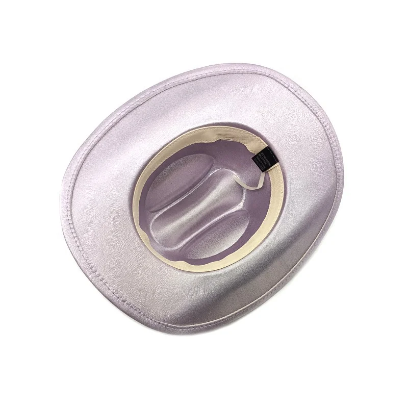 New Pink Western Style Cowgirl Hats For Women Girl Rolled Fedora Hat Party Feather Edge Pink Cowboy Hat