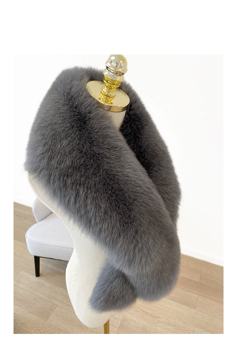 Wholesale Winter Custom Thick Warm Real Fox Fur Big Long Real Fox Tail Scarf Whole Big Fox Fur Collar Women Real Fur Scarf