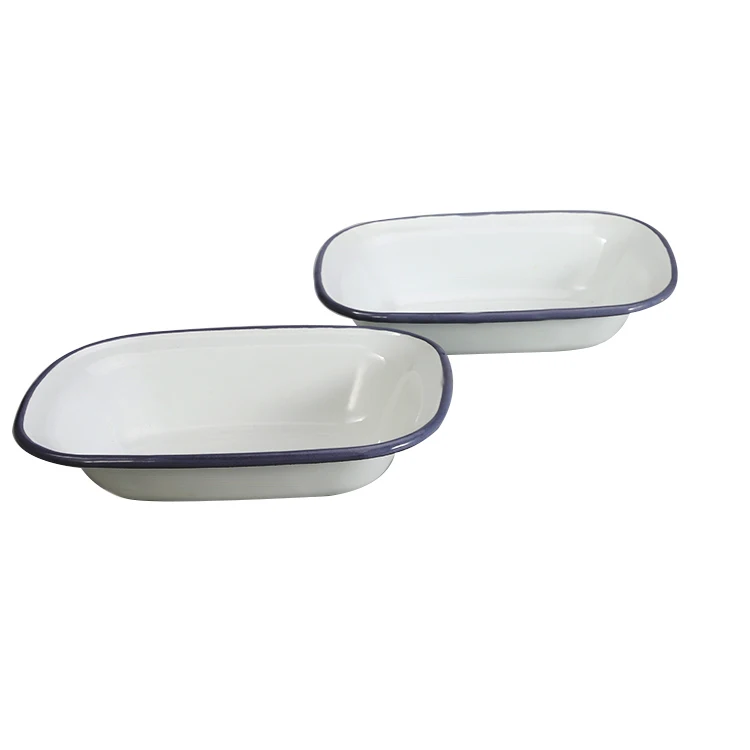 Europe Style Factory wholesales Professional kitchenware White Color Enamelware butter dish Dinner Pie Plates