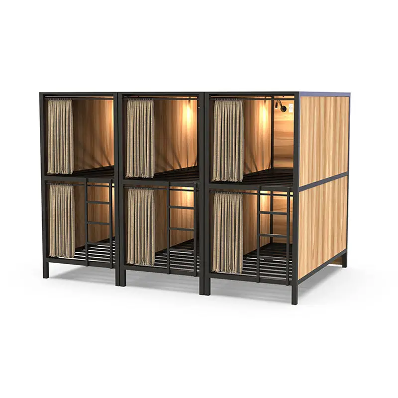JZD factory Durable modern bed design wooden bunk beds hostel japanese sleeping pods for adults bed capsule hotel