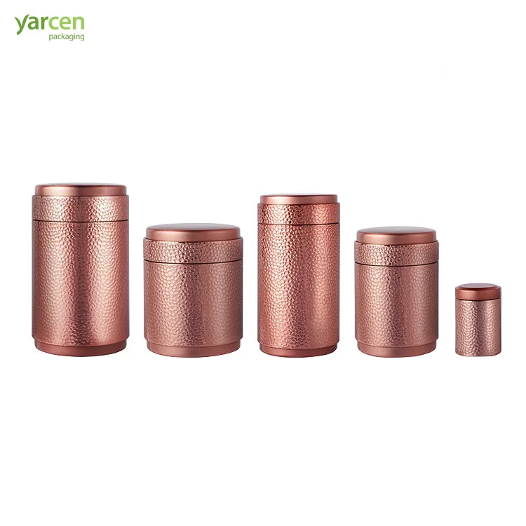 Custom Round Hand Knock Pattern Seal Tea Tin Box/Round Tea Tin Can